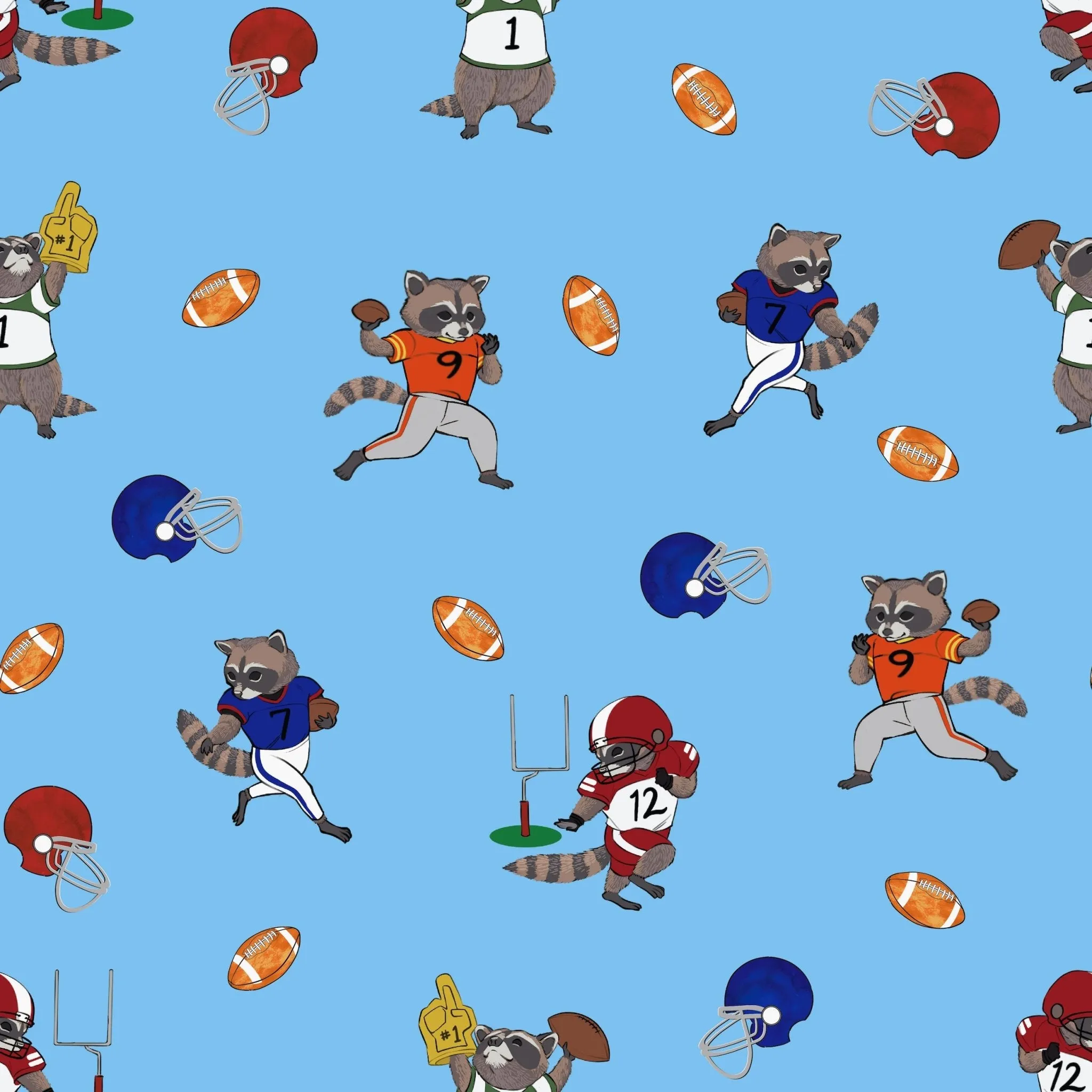Rookie Raccoon Football Quilted Throw Blanket