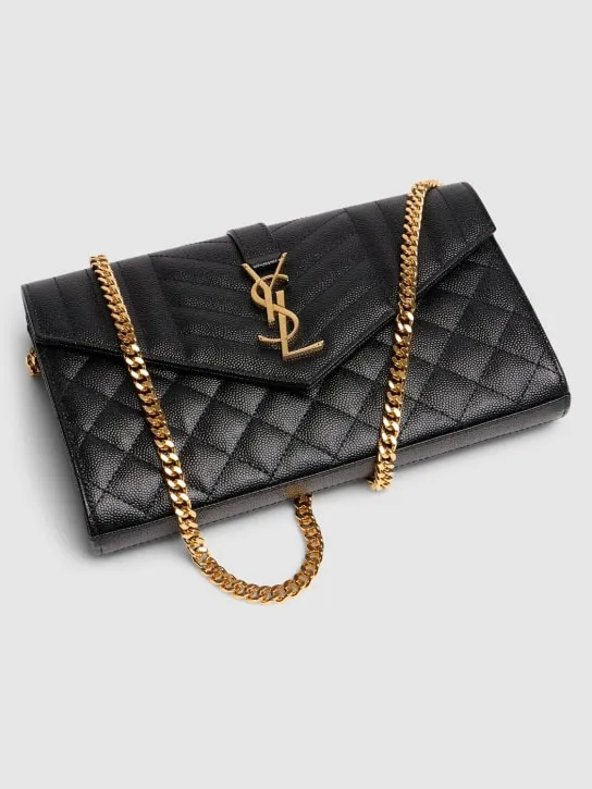 Saint Laurent   Monogram quilted leather chain wallet 