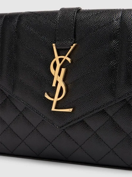 Saint Laurent   Monogram quilted leather chain wallet 