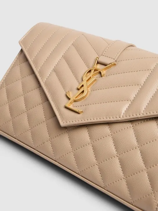 Saint Laurent   Monogram quilted leather chain wallet 