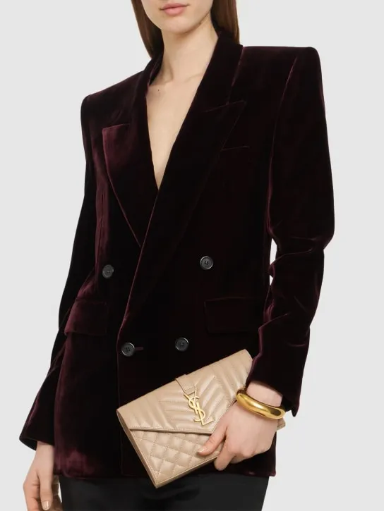 Saint Laurent   Monogram quilted leather chain wallet 