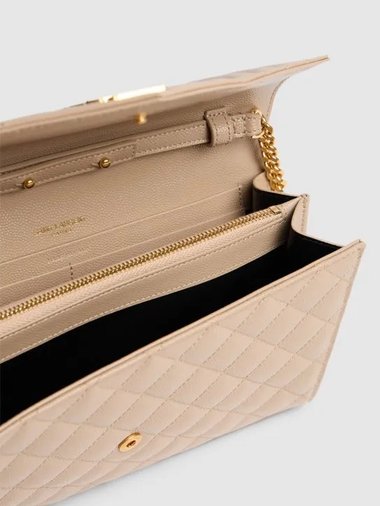 Saint Laurent   Monogram quilted leather chain wallet 