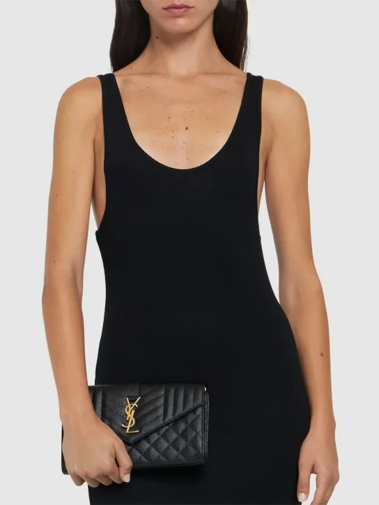 Saint Laurent   Monogram quilted leather chain wallet 