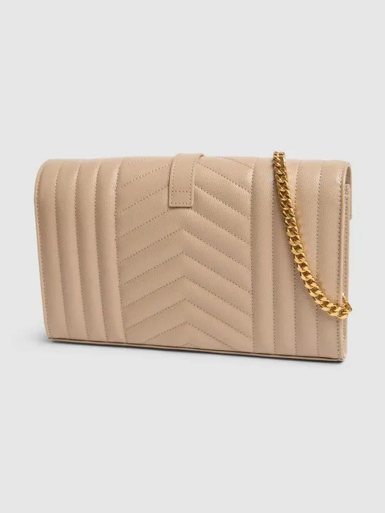 Saint Laurent   Monogram quilted leather chain wallet 