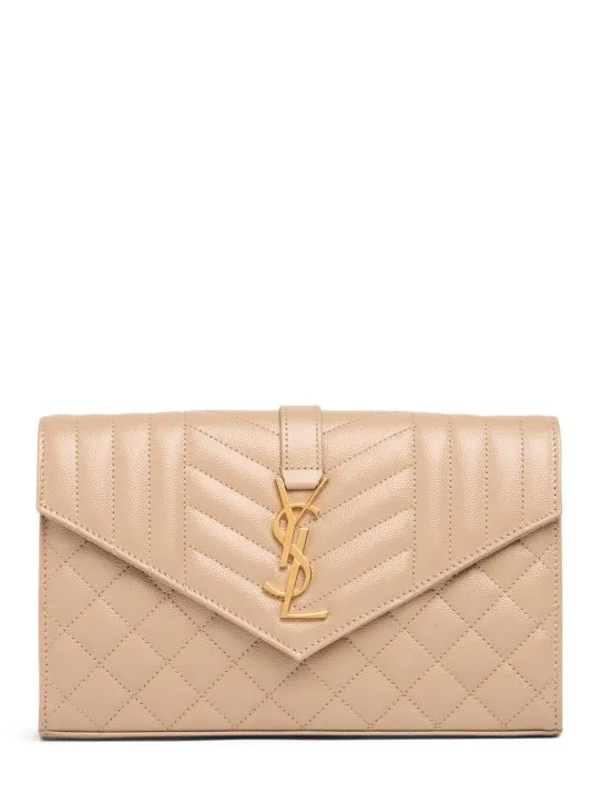 Saint Laurent   Monogram quilted leather chain wallet 