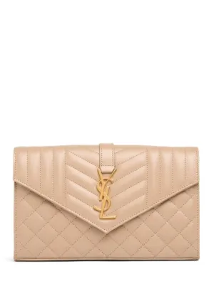 Saint Laurent   Monogram quilted leather chain wallet 