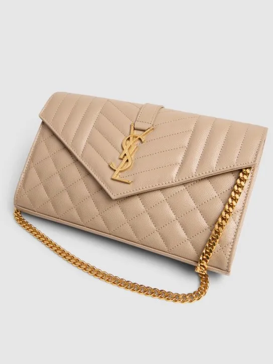 Saint Laurent   Monogram quilted leather chain wallet 