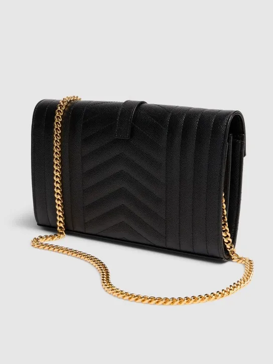Saint Laurent   Monogram quilted leather chain wallet 