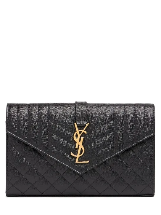 Saint Laurent   Monogram quilted leather chain wallet 
