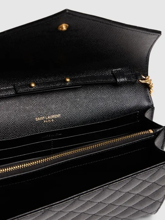 Saint Laurent   Monogram quilted leather chain wallet 