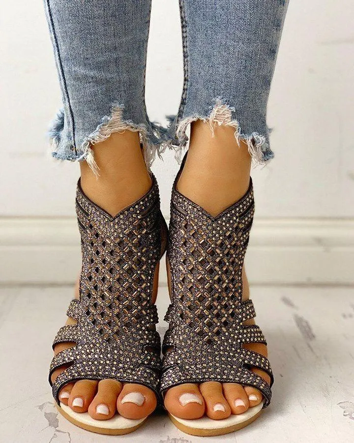 SANDALREPUBLIC CLEOPATRA HOLLOW-OUT SANDALS