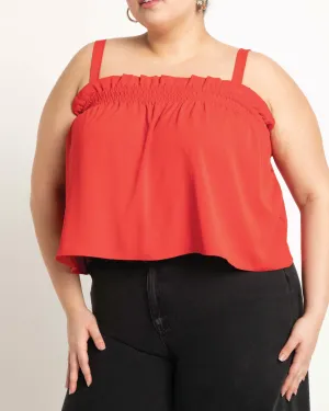 Sarah Ruffle Trapeze Top | Cherry Tomato