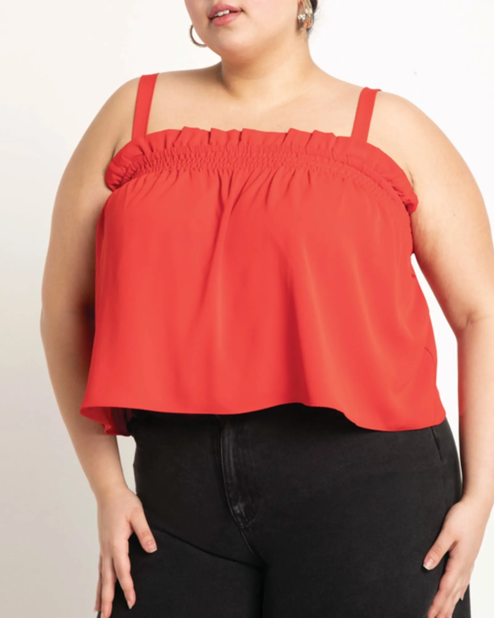 Sarah Ruffle Trapeze Top | Cherry Tomato