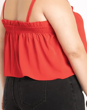 Sarah Ruffle Trapeze Top | Cherry Tomato