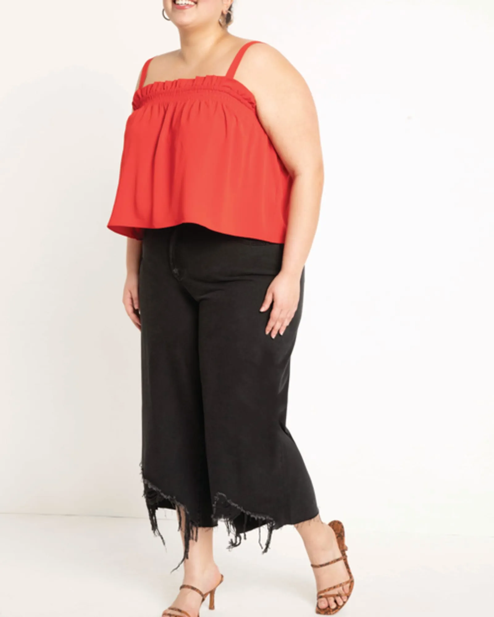 Sarah Ruffle Trapeze Top | Cherry Tomato