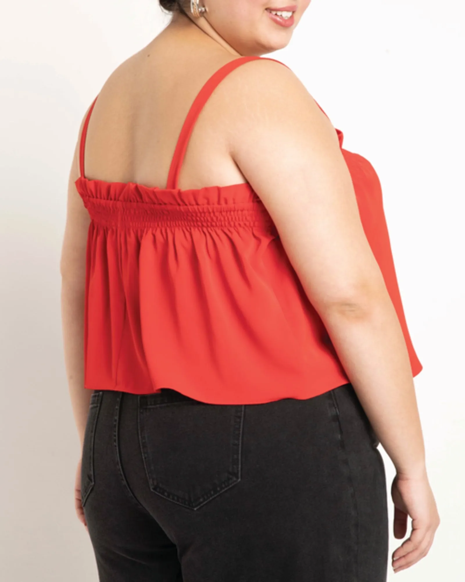 Sarah Ruffle Trapeze Top | Cherry Tomato