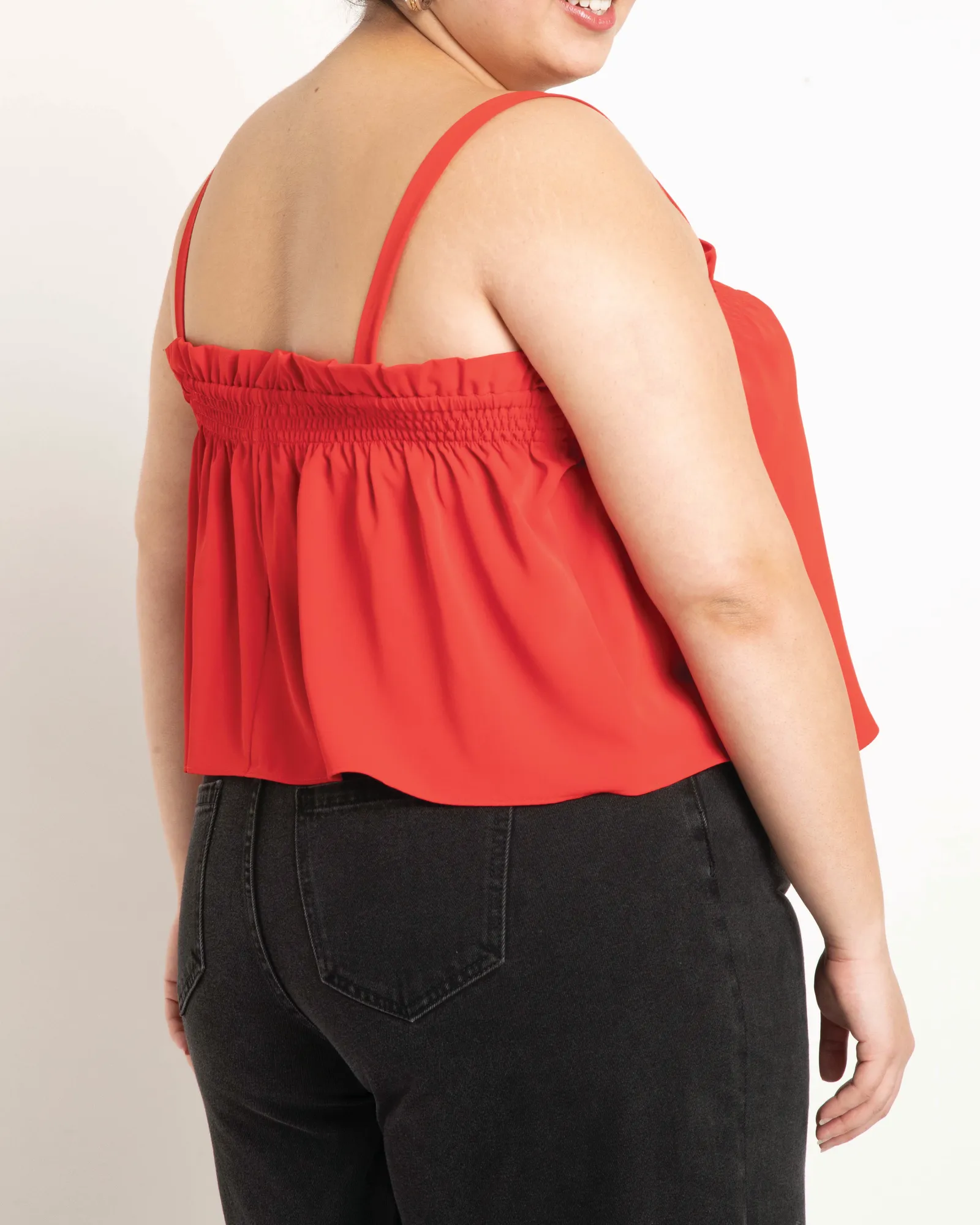 Sarah Ruffle Trapeze Top | Cherry Tomato