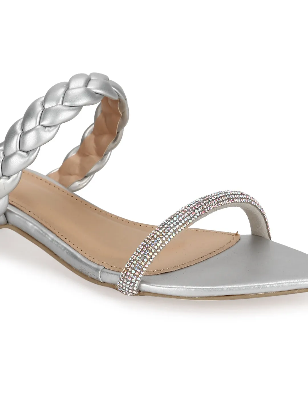 Silver PU Braided Pointed Flats (TC-SLC-SF51-SIL)