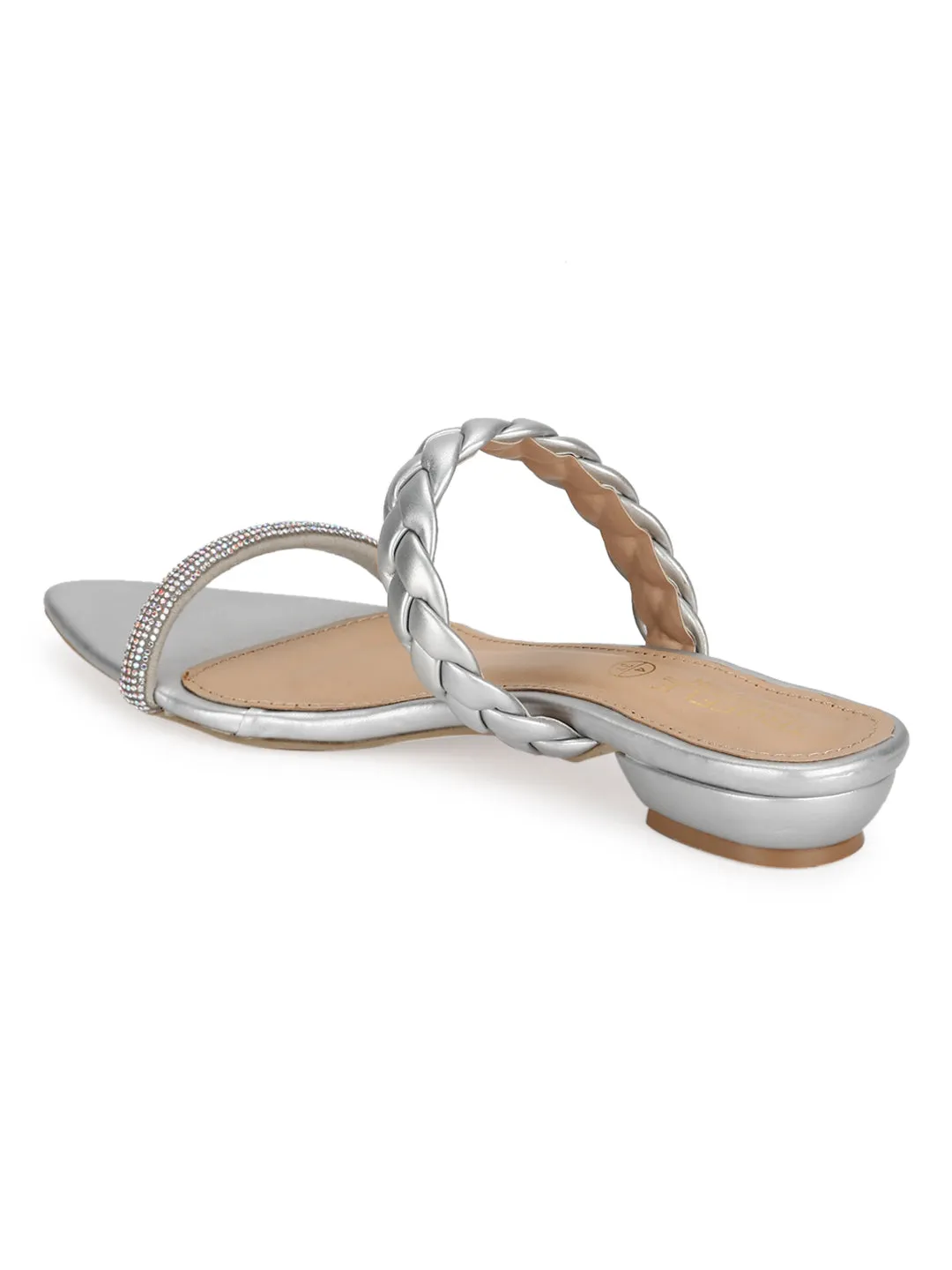 Silver PU Braided Pointed Flats (TC-SLC-SF51-SIL)