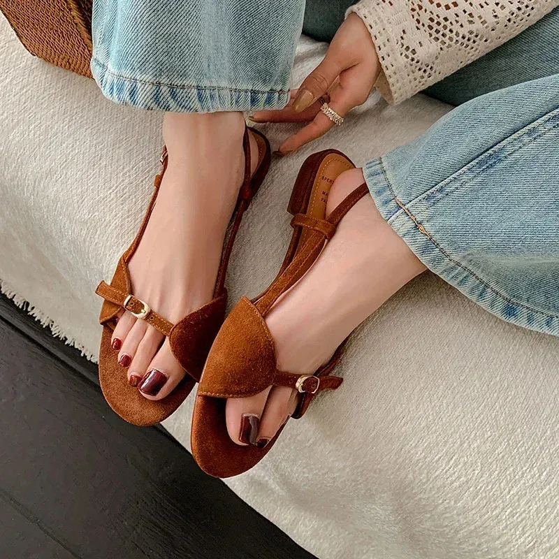 Sohiwoo Bohemian Style Summer Women Sandals Fashion Open Toe Flats Sandal Shoes Ladies Outdoor Beach Vaction Footwear