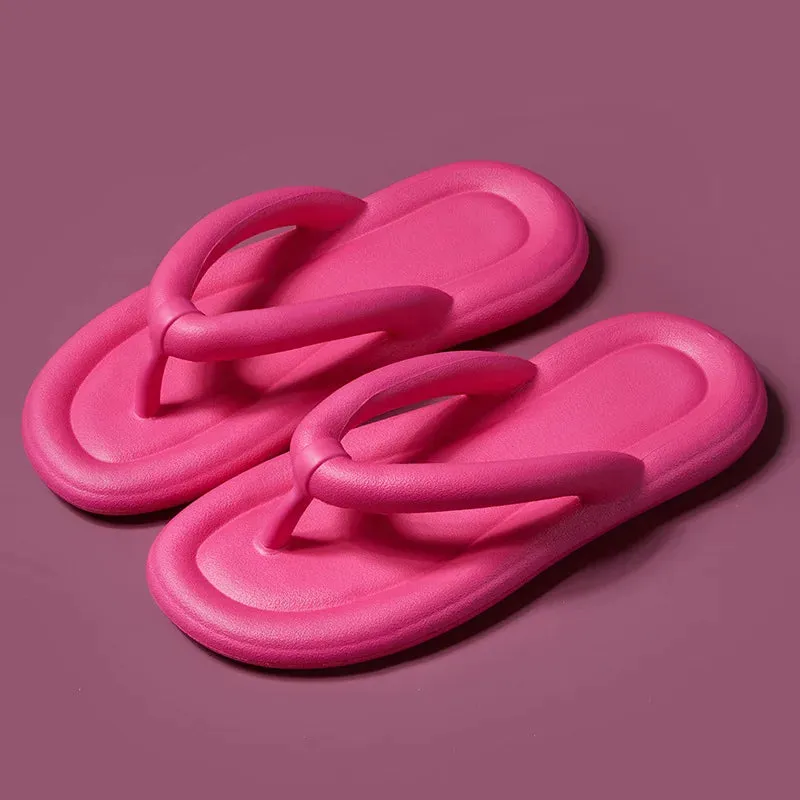 Sohiwoo Candy Color Soft Sole Flip Flops Woman Summer Clip Toe Platform Slippers for Women Non Slip Beach Sandals Outdoor Slides
