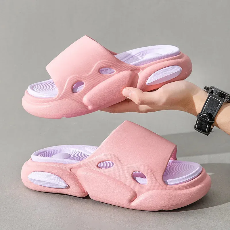 Sohiwoo Fashion Mix Color Unisex Outdoor Slippers 2024 Summer Eva Thick Sole Beach Slides Woman Non Slip Flip-Flops Couple Home Shoes
