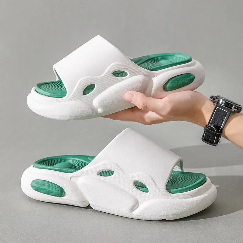 Sohiwoo Fashion Mix Color Unisex Outdoor Slippers 2024 Summer Eva Thick Sole Beach Slides Woman Non Slip Flip-Flops Couple Home Shoes