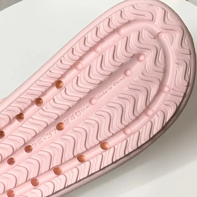 Sohiwoo Heart Decoration Platform Sandals for Women Summer Eva Soft Sole Baech Slippers Woman Anti-Slip Pink Slides Shoes