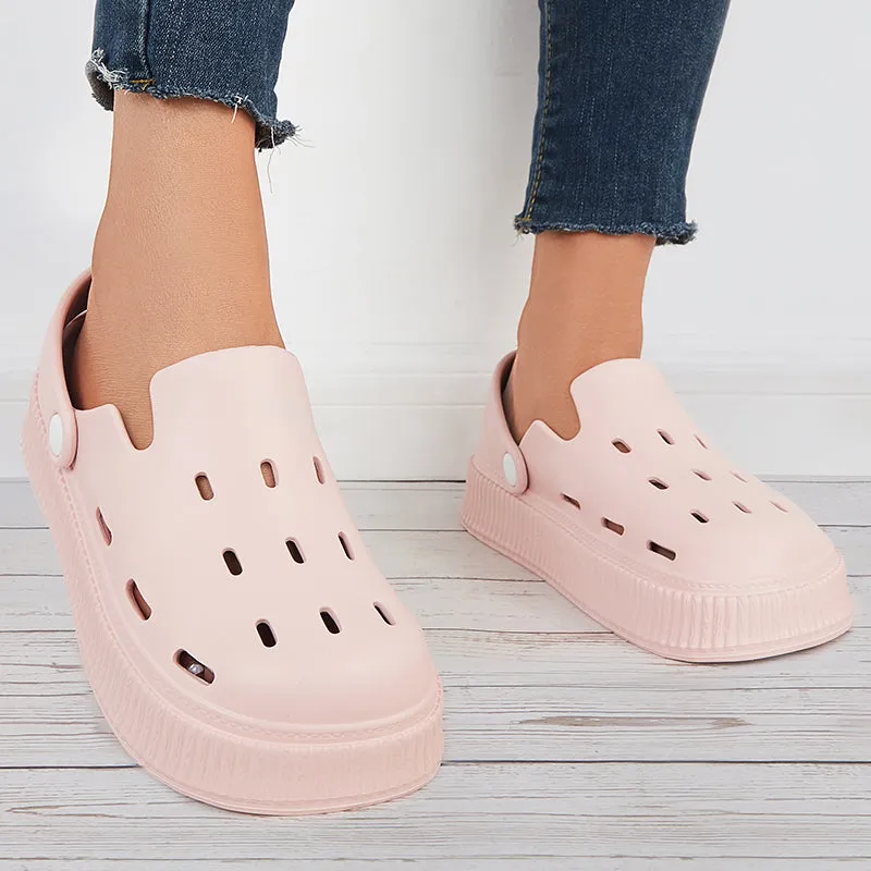 Sohiwoo Women Closed Toe Hollow Out Anti-skid Slides Sandals Beach Slippers