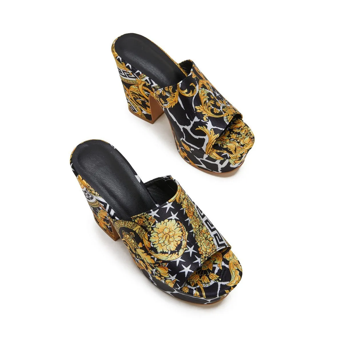 Sohiwoo  Women's Waterproof Chunky Platform Sandals Thick Heel Slippers