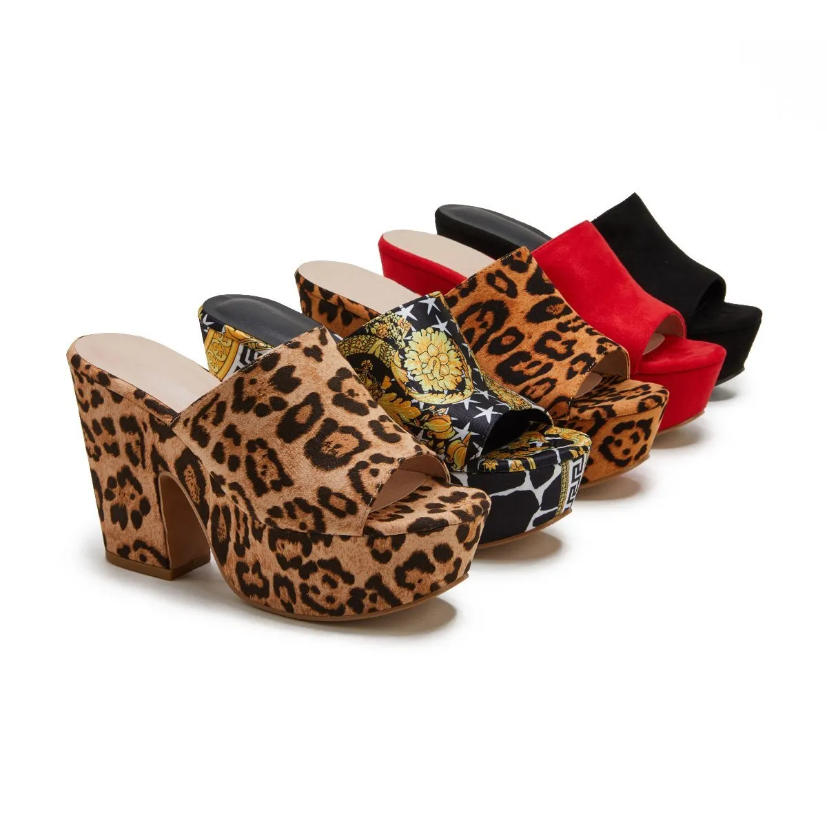 Sohiwoo  Women's Waterproof Chunky Platform Sandals Thick Heel Slippers