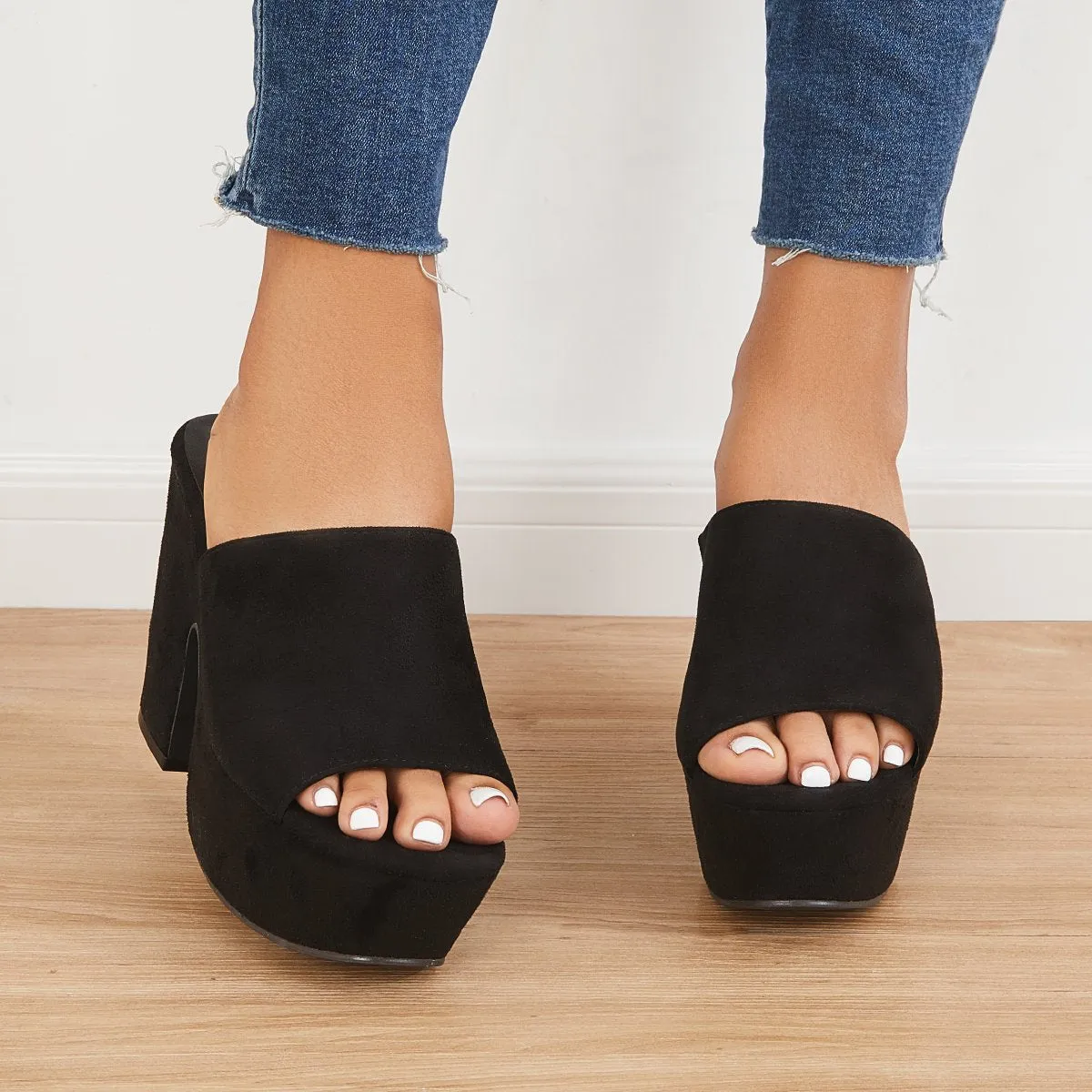 Sohiwoo  Women's Waterproof Chunky Platform Sandals Thick Heel Slippers