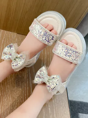 Time To Shine Glitter Bow Sandals by Liv and Mia