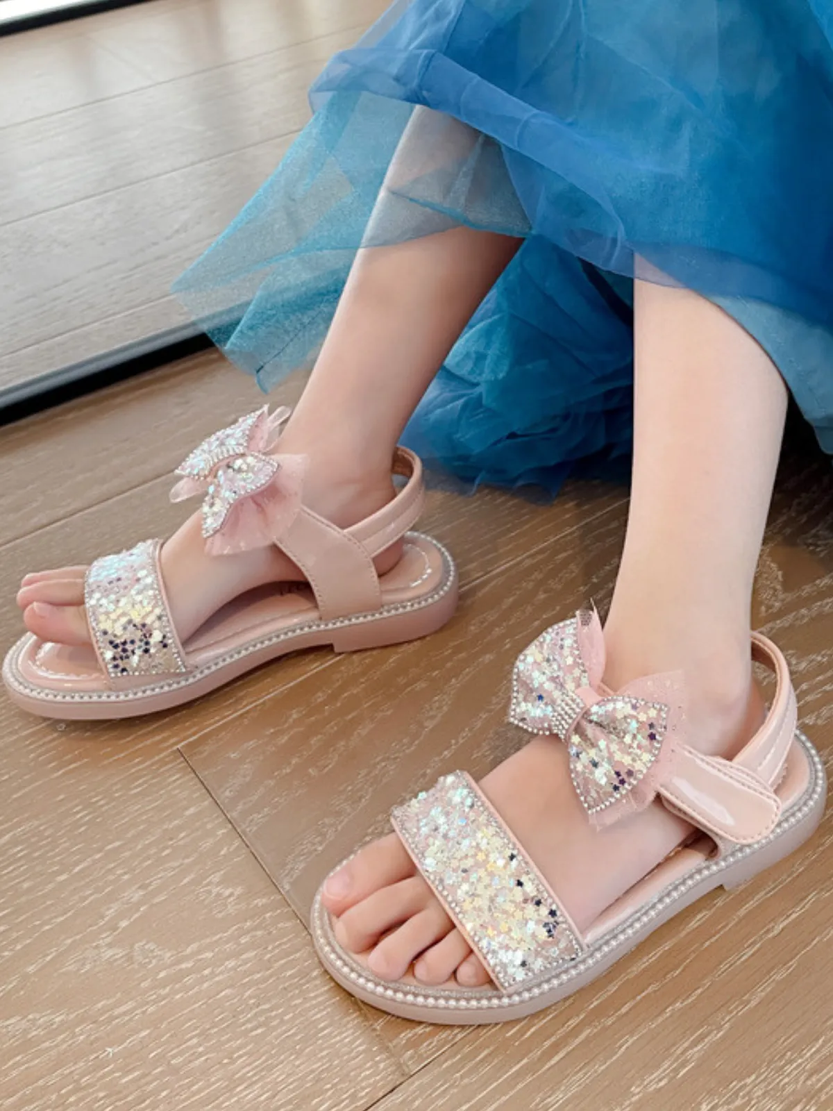 Time To Shine Glitter Bow Sandals by Liv and Mia