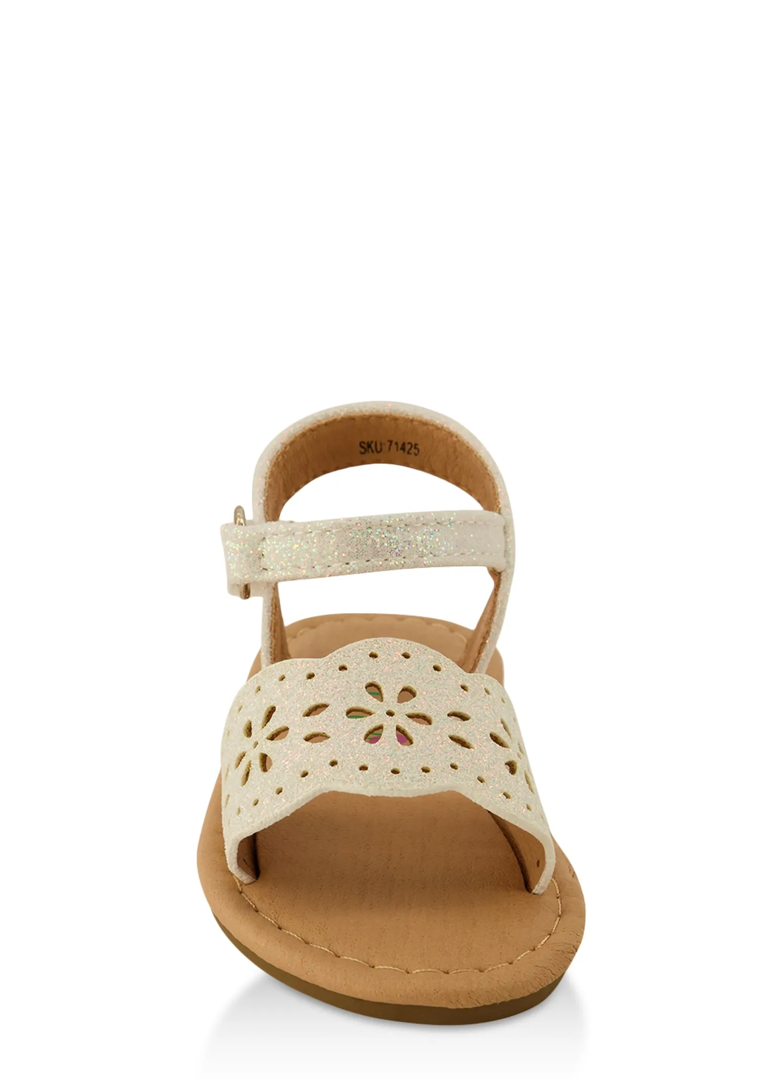 Toddler Girls Flower Cut Out Band Velcro Strap Sandals