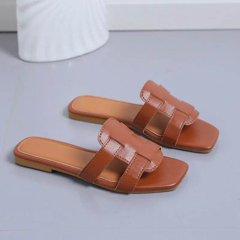 Toleet 2023 New Summer Women's Slippers Roman Fashion Designer Flat Sandals Latex Soft Sole Shoes Female Breathable Beach Flip-Flops