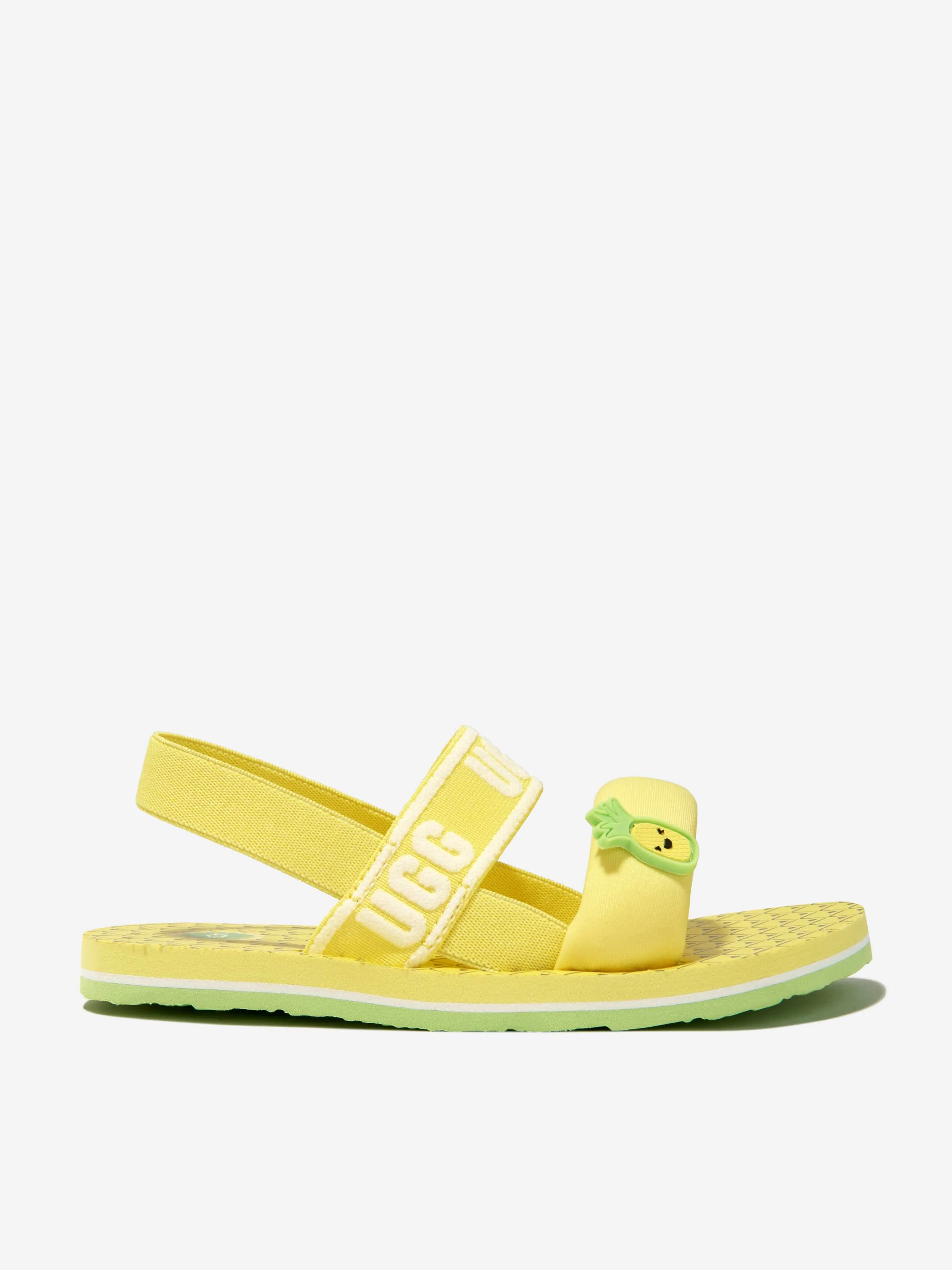 UGG Girls Zuma Sling Pineapple Stuffie Sandals in Yellow