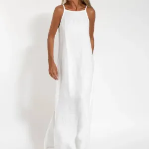 Uniwim Lady Long Dress Stylish Shoulderless Maxi Dress Ankle Length Soft Casual with Side Split for Summer Summer Beach Dress