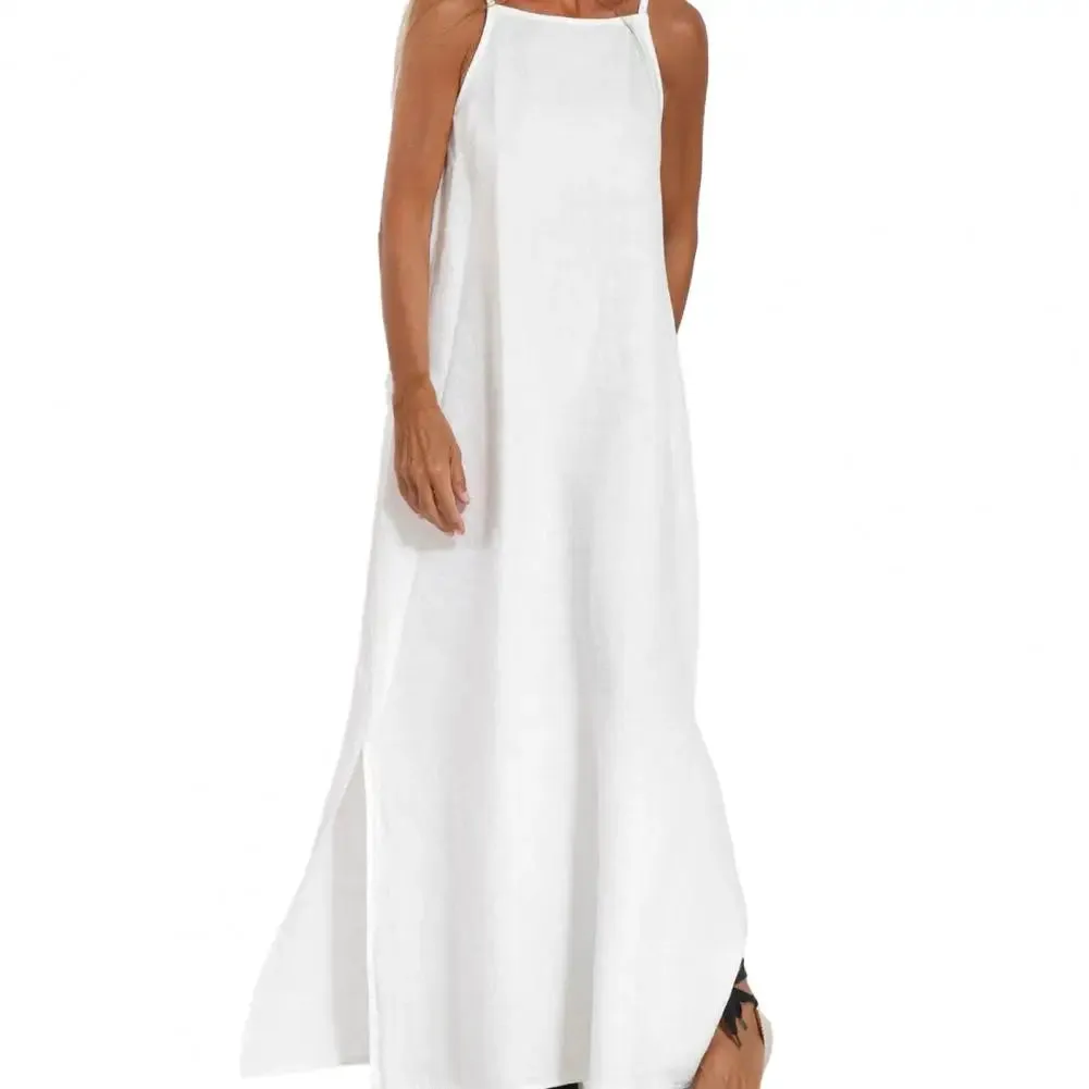 Uniwim Lady Long Dress Stylish Shoulderless Maxi Dress Ankle Length Soft Casual with Side Split for Summer Summer Beach Dress