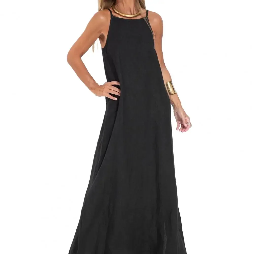 Uniwim Lady Long Dress Stylish Shoulderless Maxi Dress Ankle Length Soft Casual with Side Split for Summer Summer Beach Dress