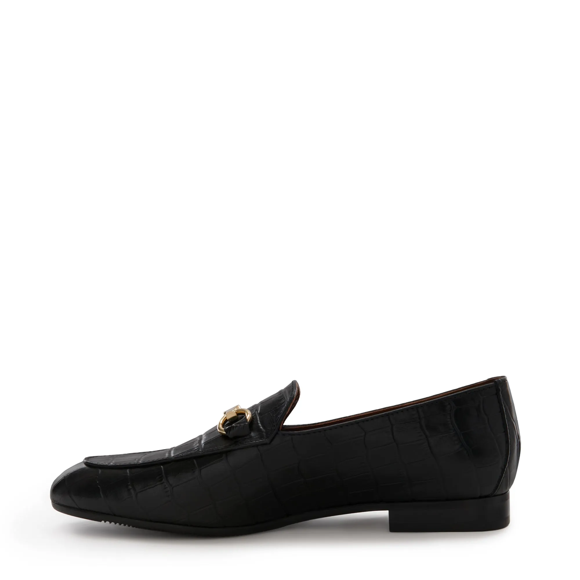 Vendôme Fleur croco black calfskin leather loafers