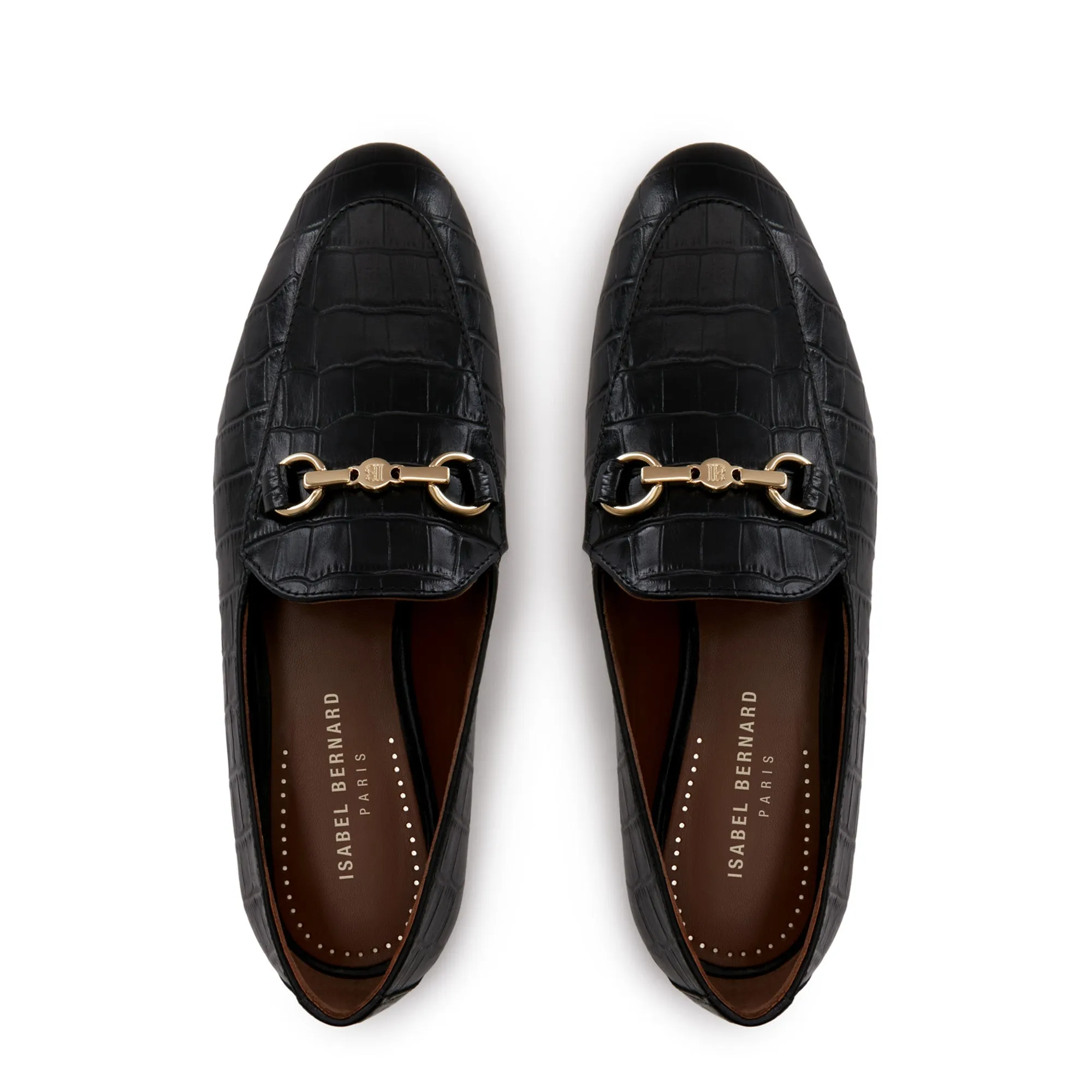 Vendôme Fleur croco black calfskin leather loafers