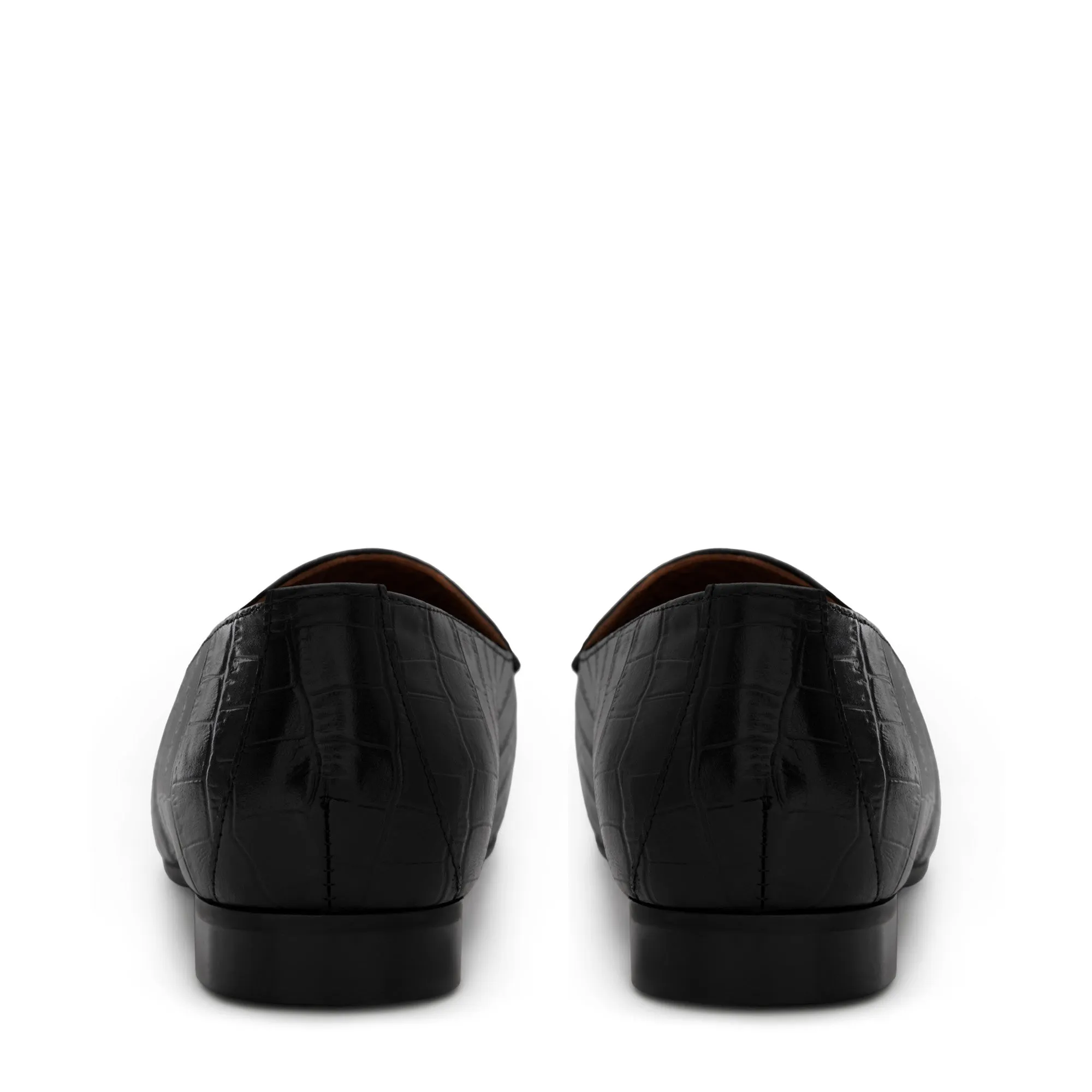Vendôme Fleur croco black calfskin leather loafers