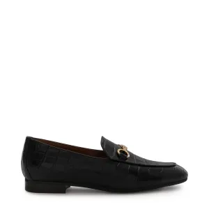 Vendôme Fleur croco black calfskin leather loafers