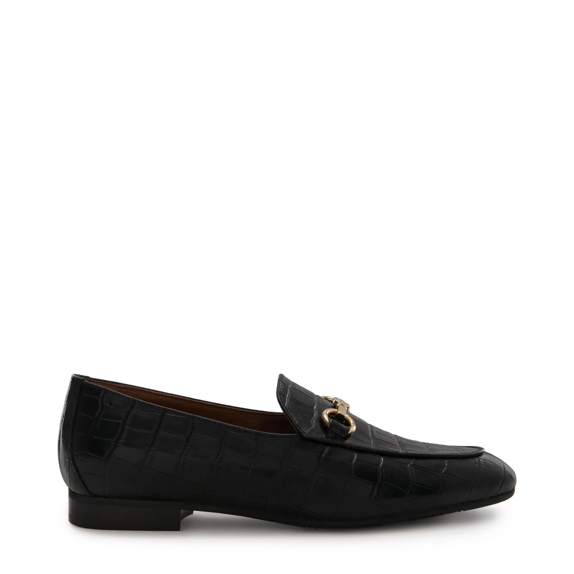 Vendôme Fleur croco black calfskin leather loafers