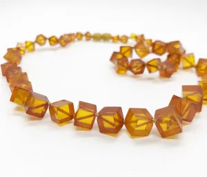 Vintage Amber Colored Graduated Cubes Necklace