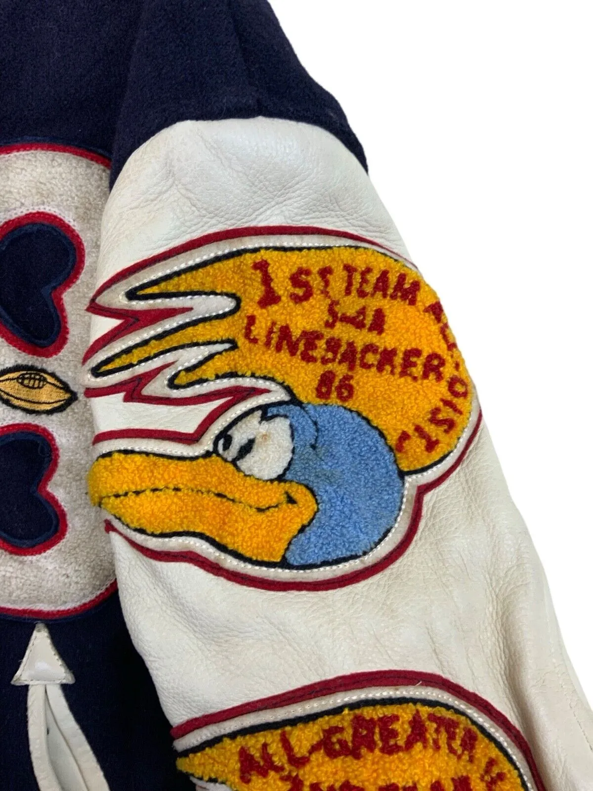VTG 80s USA WHITESVILLE WOOL LEATHER VARSITY JACKET  FOOTBALL ROCKABILLY S 36”