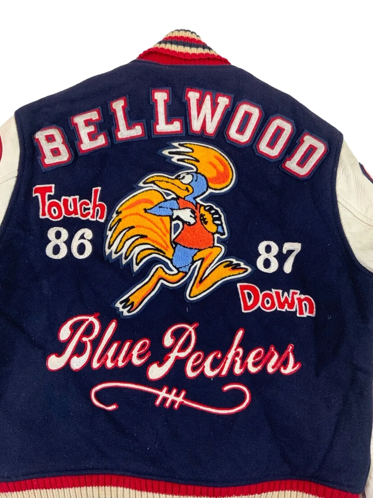 VTG 80s USA WHITESVILLE WOOL LEATHER VARSITY JACKET  FOOTBALL ROCKABILLY S 36”
