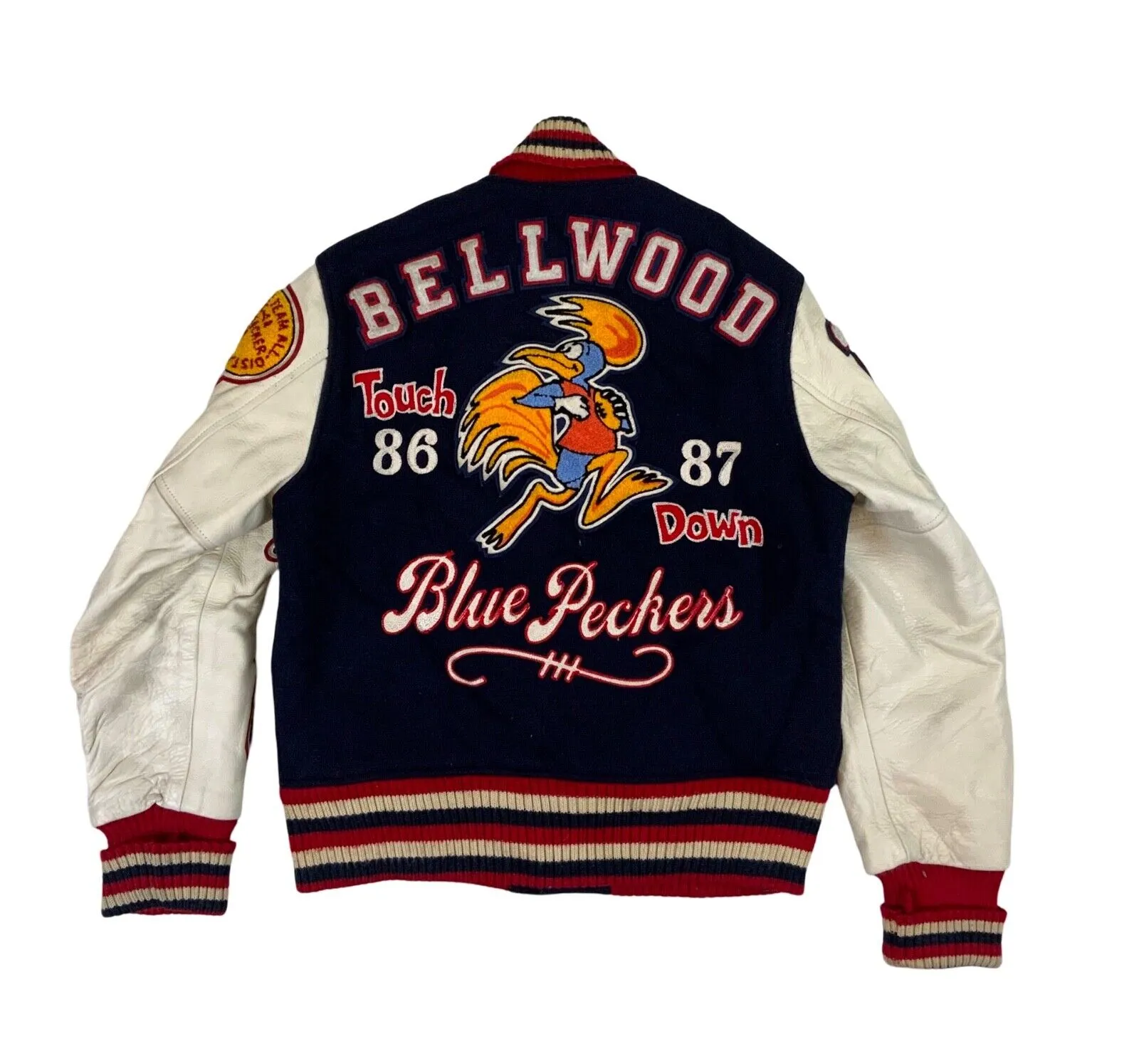 VTG 80s USA WHITESVILLE WOOL LEATHER VARSITY JACKET  FOOTBALL ROCKABILLY S 36”