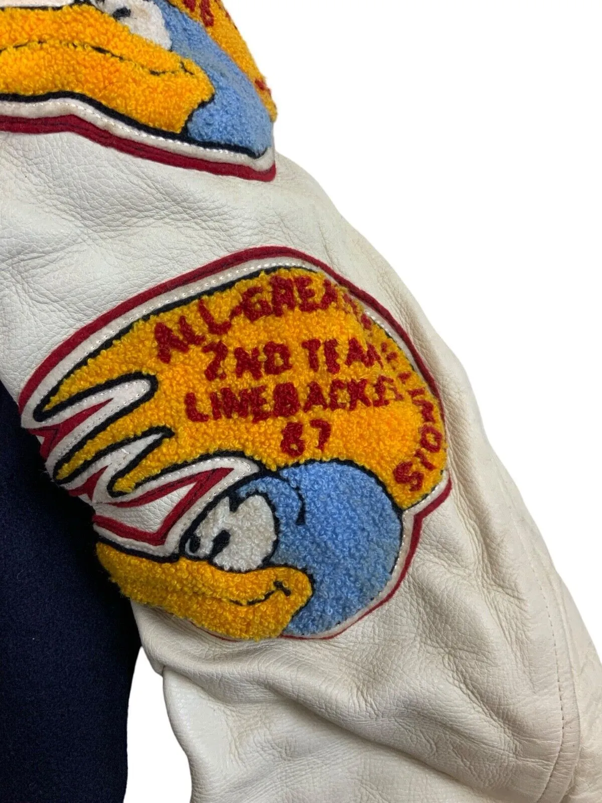 VTG 80s USA WHITESVILLE WOOL LEATHER VARSITY JACKET  FOOTBALL ROCKABILLY S 36”